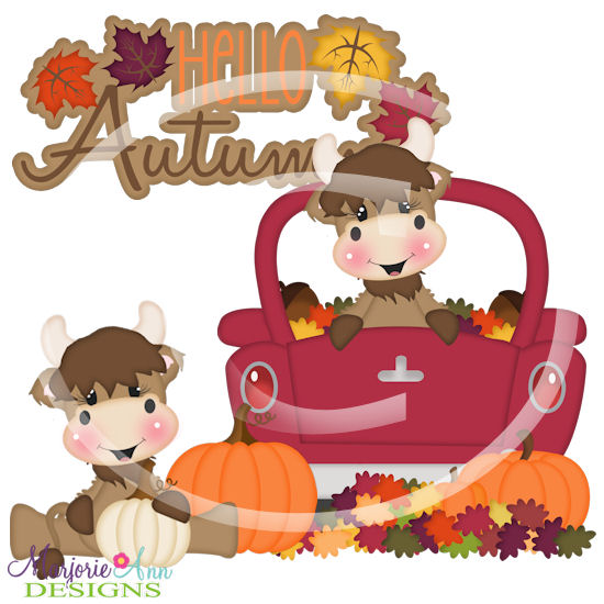 Hello Autumn Highland Cows SVG Cutting Files + Clipart - Click Image to Close